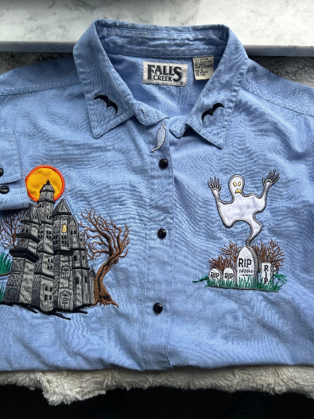 Halloween Falls Creek Vintage Y2K Blue Button Up Size Small
